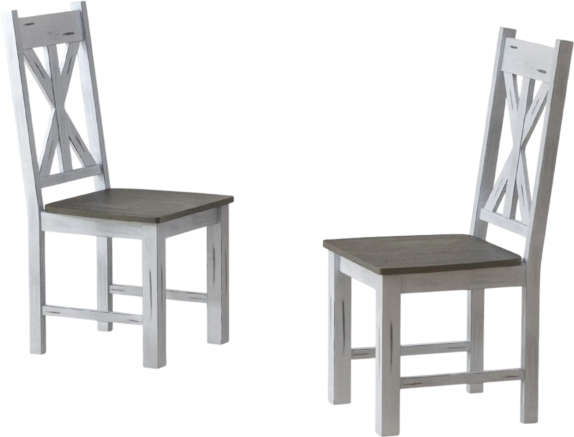 Costway Farmhouse Dining Chair Set of 2 Rubber Wood Hollow Back Gray 46219538 New