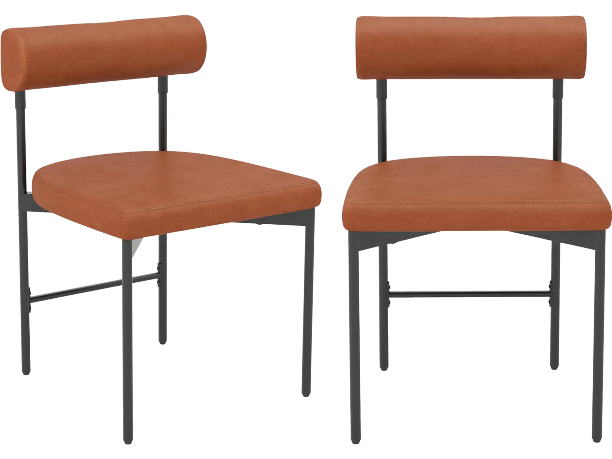 Costway Faux Leather Upholstered Kitchen Side Chair Set of 2 Brown 39524817 New