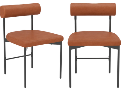 Costway Faux Leather Upholstered Kitchen Side Chair Set of 2 Brown 39524817 New