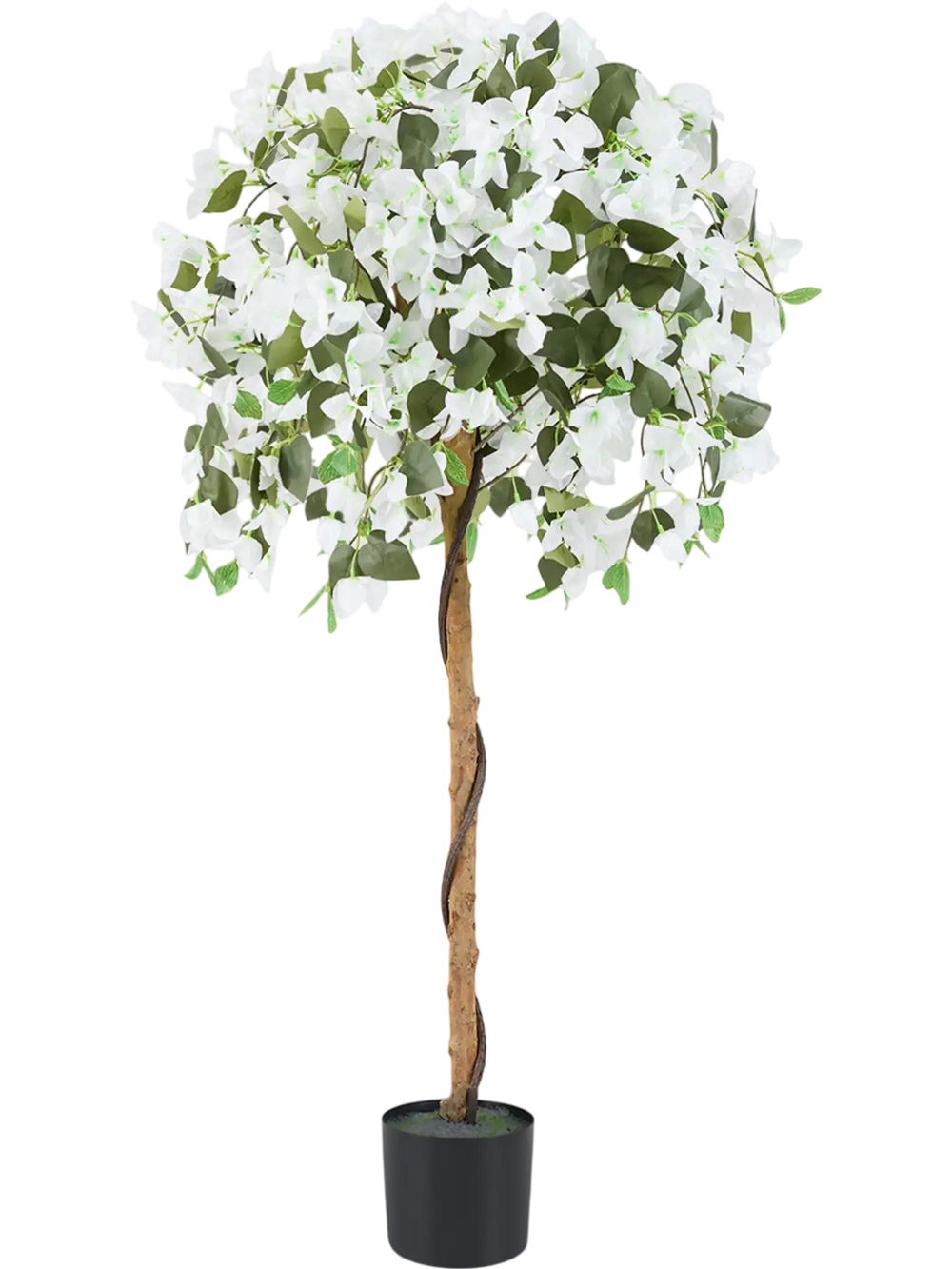 4.5 feet artificial azalea tree with white flowers and a cement pot, perfect for indoor decoration and maintenance-free.