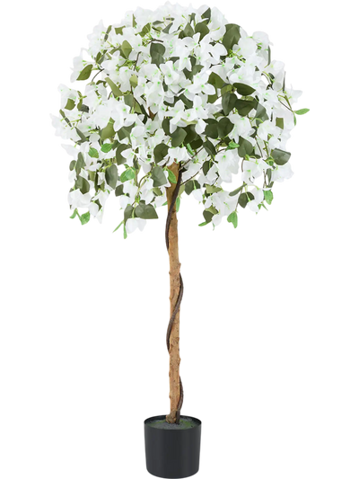 Costway 4.5' Artificial Azalea Tree White Cement Pot 72468951 New