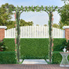 Garden arbor with trellises for climbing plants, featuring a flat roof and sturdy metal construction, ideal for outdoor.