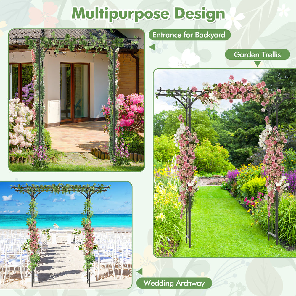 6.8 feet garden arbor with trellises, featuring a flat roof and elegant design, ideal for weddings and outdoor events.