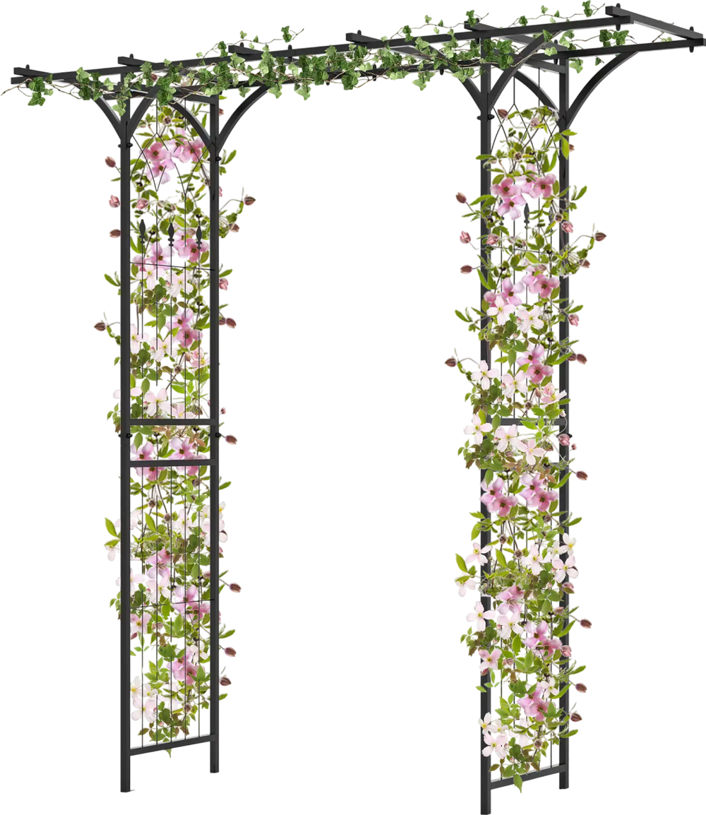 6.8 Feet Garden Arbor with Trellises for Climbing Plant Vine Rose