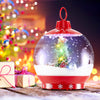 Snow globe lantern with Christmas tree and snow, part of a 68-inch musical street lamp for festive holiday decor.