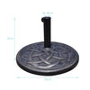 Heavy duty 22-inch round umbrella base stand with decorative bronze finish, rust-resistant resin and steel construction.