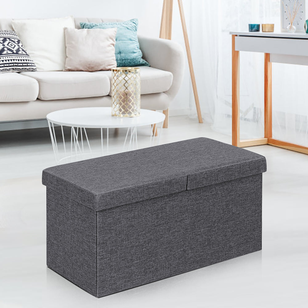 30 Inch Folding Storage Ottoman with Lift Top-Dark Gray - Gallery View 1 of 14