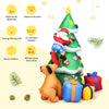Inflatable 7 feet Christmas tree with Santa, puppy, and gift boxes, featuring LED lights for festive outdoor decoration.