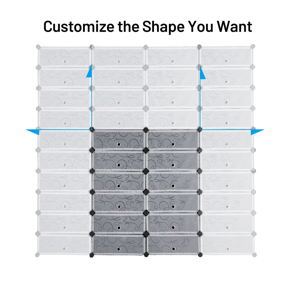 12-cube DIY portable plastic shoe rack with transparent doors, customizable shapes for versatile home organization.