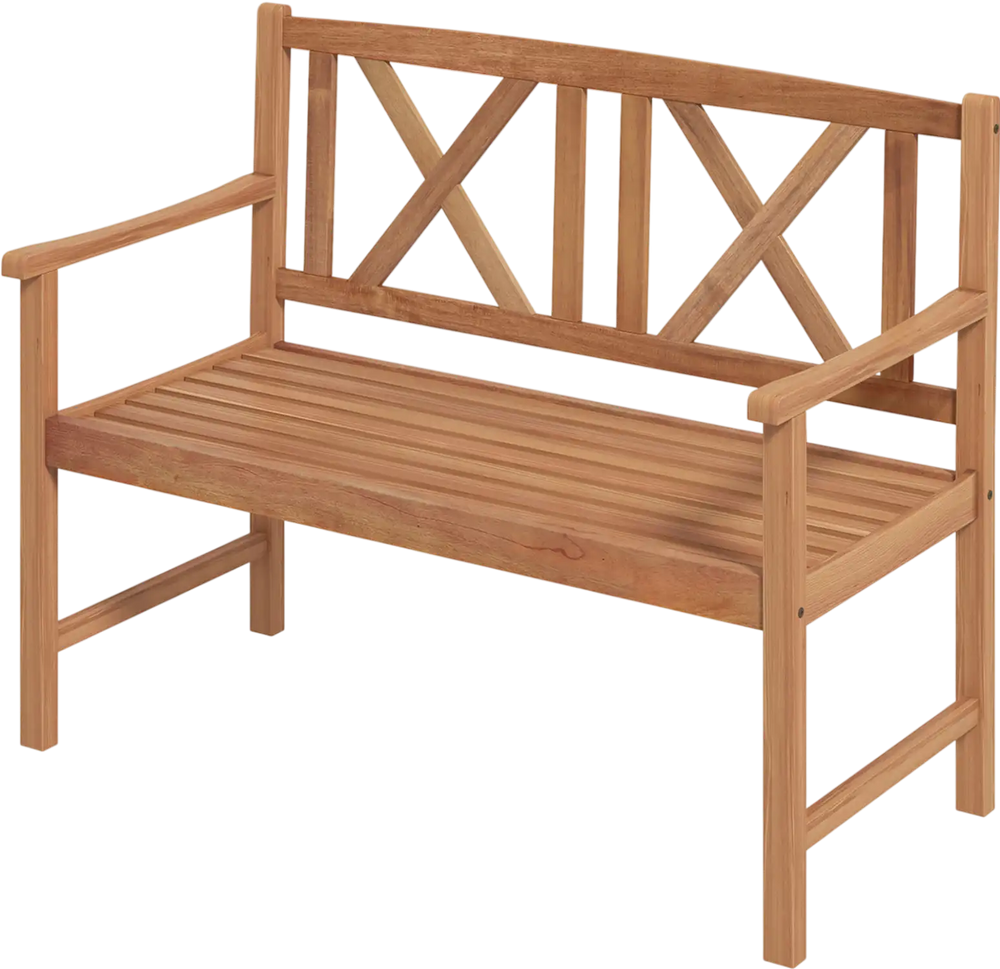 2-Person Wood Outdoor Bench with Cozy Armrest and Backrest
