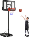 Portable basketball hoop with adjustable height, 44" backboard, and fillable base for stability, suitable for all ages.
