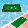 Floating golf green with 6 golf balls and flag, featuring premium artificial grass for poolside fun and stability.