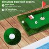 Close-up of the floating golf green's long grass edge, designed to keep golf balls in play at poolside or backyard.