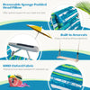 Foldable beach chair set of 2 in green with adjustable backrest, removable head pillow, and built-in armrests for.