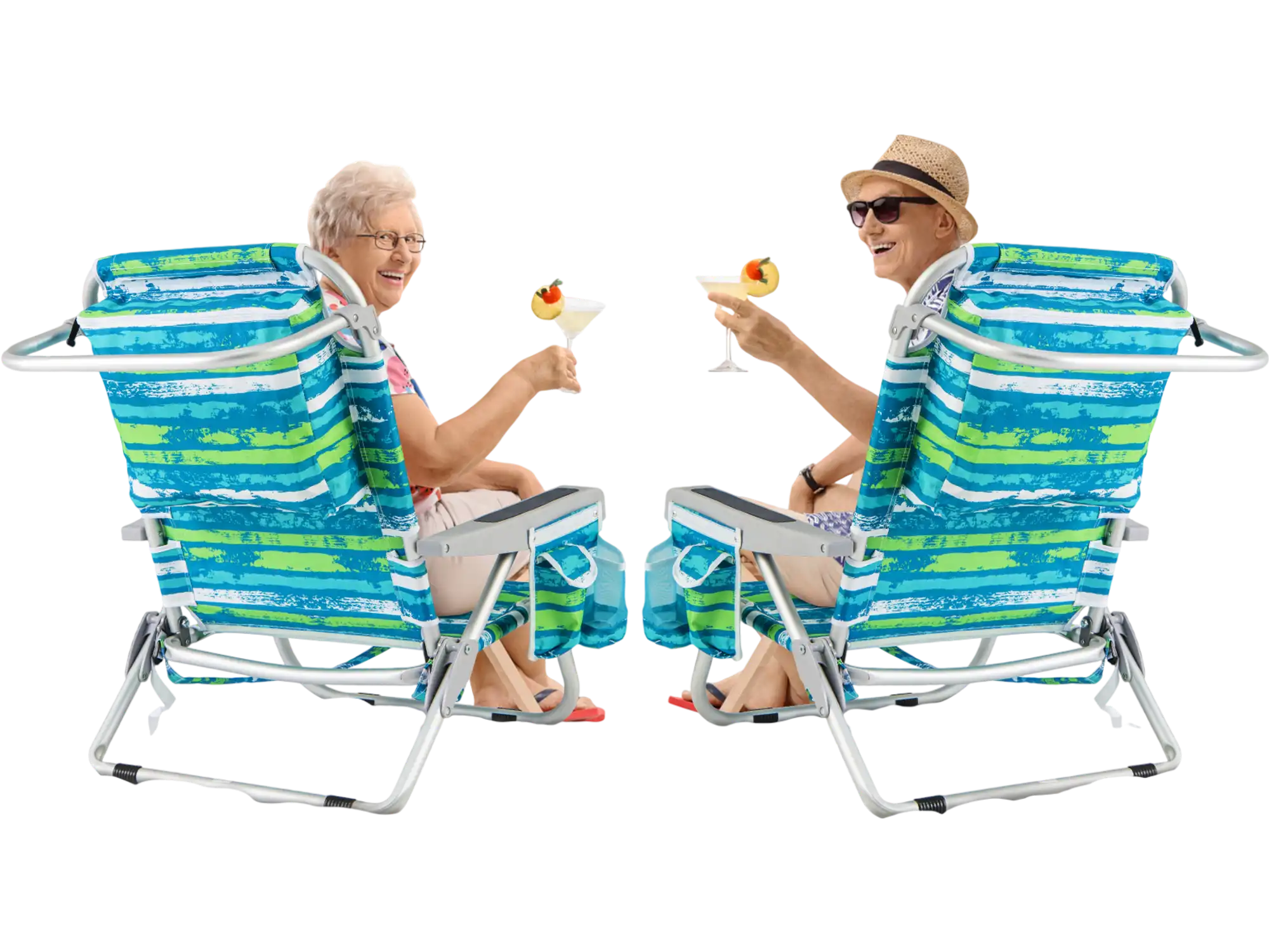 Costway Foldable Backpack Beach Chair Set of 2 Green 927815463 New