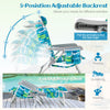 Foldable backpack beach chair set of 2 in green with adjustable backrest, cup holder, and storage pockets for outdoor.