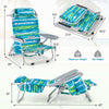 Foldable beach chair set of 2 in green with adjustable backrest, cup holder, and storage pockets for outdoor relaxation.