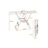 Portable laundry clothes drying rack with adjustable wings, made of rust-proof steel, ideal for space-saving storage.