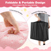 Foldable floor mattress for kids in pink with carrying handles and storage bag, perfect for easy transport and storage.