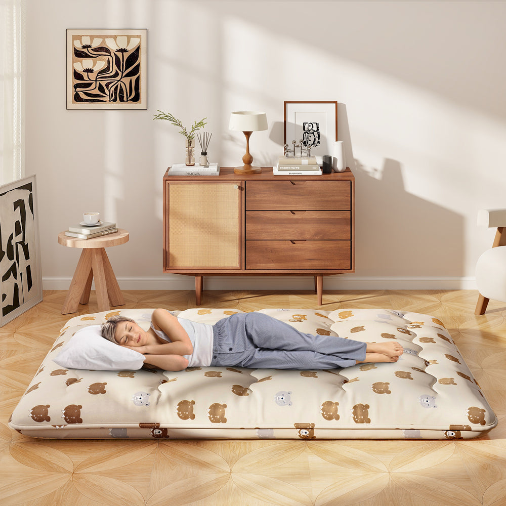 Foldable Futon Mattress with Washable Cover and Carry Bag for Camping-Queen Size - Gallery View 1 of 10