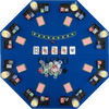 8-player foldable poker table top in blue with cup holders and card placement, perfect for game rooms and parties.