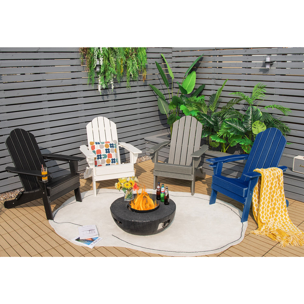 Foldable Weather Resistant Patio Chair with Built-in Cup Holder-Navy - Gallery View 1 of 9