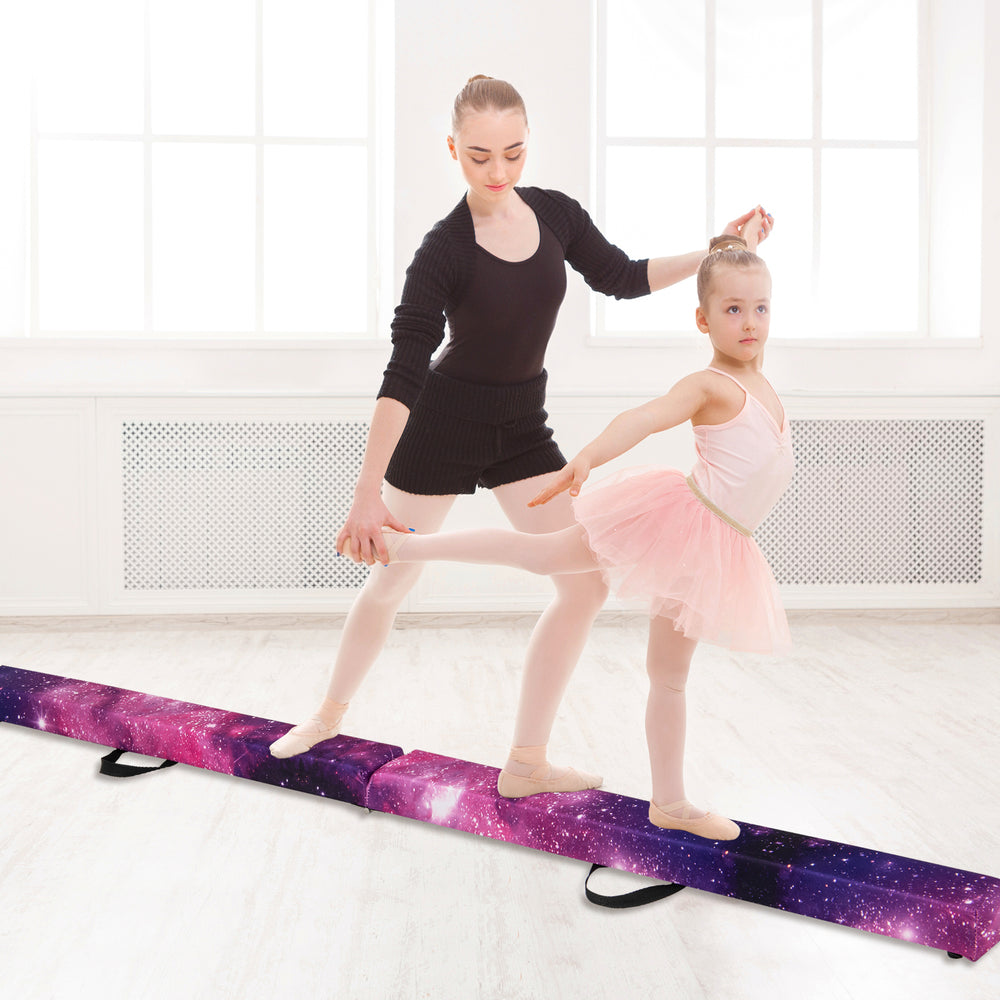 Folding Balance Beam with Solid Wood Base and Anti-slip Bottom-Pink - Gallery View 1 of 10