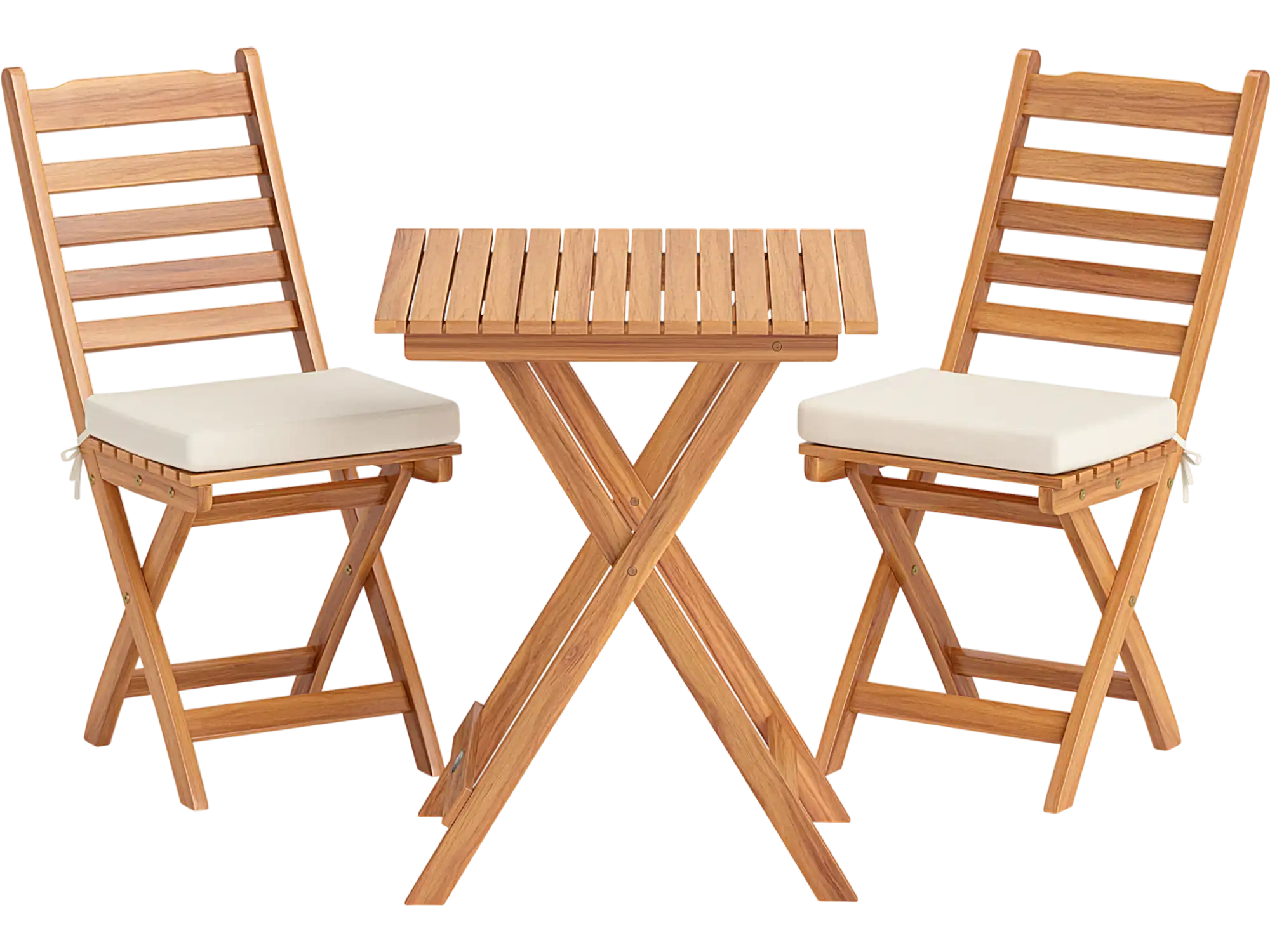 Costway Folding Acacia Wood Bistro Patio Chair Table Set 281457963 New