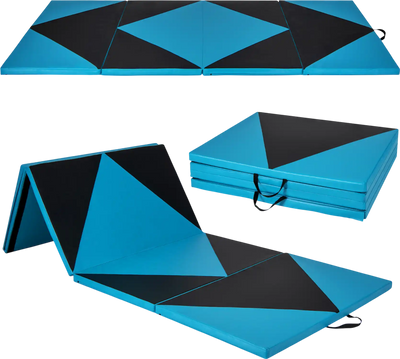 Costway 4-Panel PU Leather Folding Exercise Gym Training Mat 82497351 New