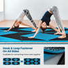 Folding exercise gym mat in black and turquoise with hook and loop fasteners, ideal for martial arts and gymnastics.