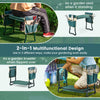 Folding garden kneeler and seat bench with tool pouches, featuring a soft EVA pad for comfort and a durable steel frame.