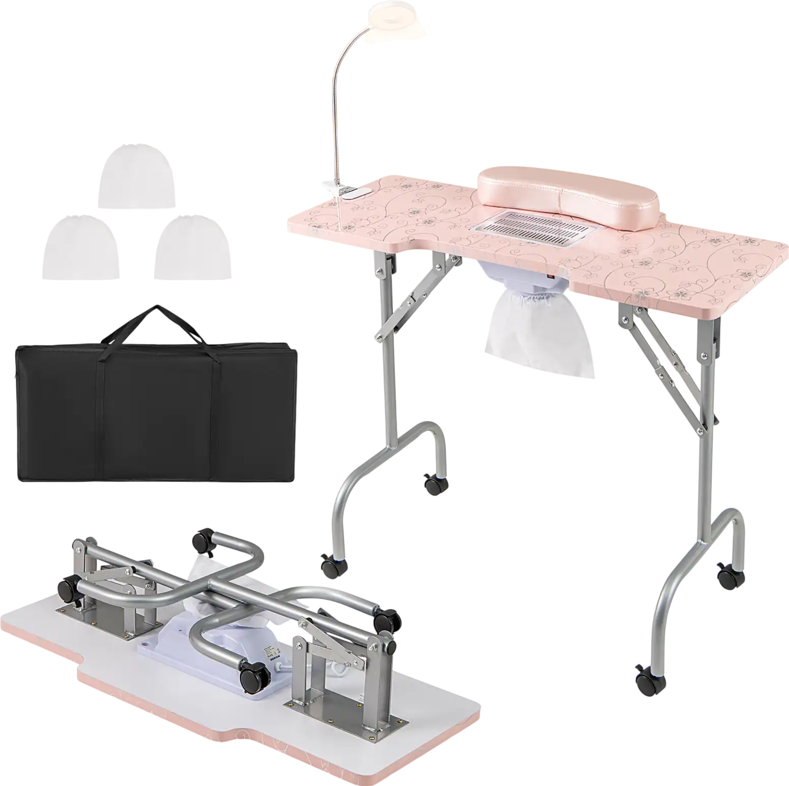 Costway Folding Manicure Nail Table w/ Electric Dust Collector 369458712 New