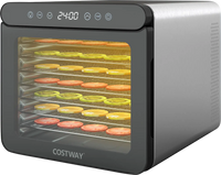 7 stainless steel trays food dehydrator with digital display, 1-24H timer, and 30-75℃ temperature for even drying.