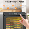 Smart control panel of the 7 stainless steel trays dryer with digital LED display and timer for precise temperature.