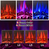 Recessed electric heater showcasing realistic flame effects with 3 colors and 4 brightness settings for cozy warmth.