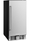 Compact refrigerator with stainless steel door, adjustable thermostat, and 2.9 Cu.Ft. capacity for versatile food.