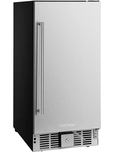 Costway Compact Refrigerator Stainless Steel Door Adjustable Thermostat 27365841 New