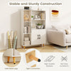 Free standing pantry cabinet with 5 shelves and 2 doors, featuring sturdy metal legs and modern design for versatile.