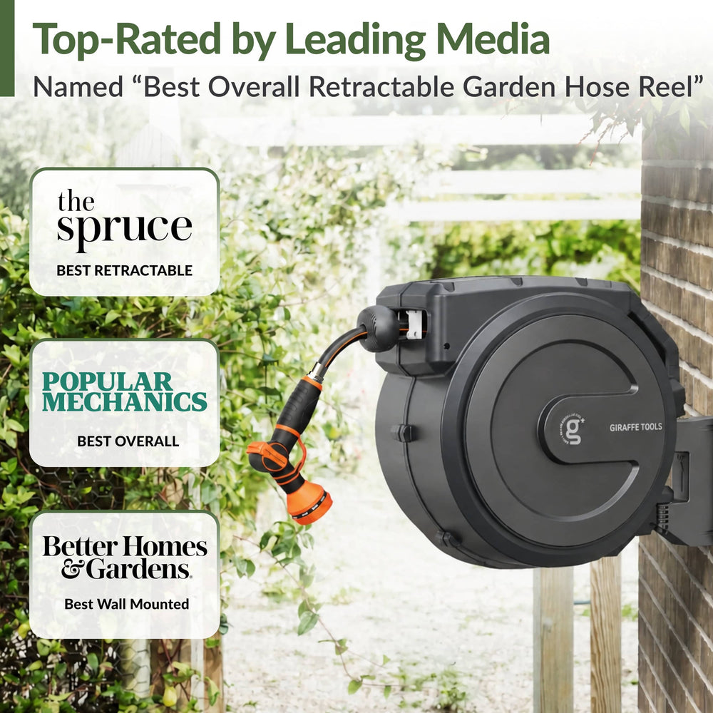 Giraffe Tools Retractable Garden Hose Reel 65ft-155ft New