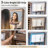 Freestanding jewelry cabinet with full-length mirror, rustic brown finish, featuring 3-color LED lights and multiple.