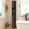 Freestanding Slim Bathroom Cabinet with Drawer and Adjustable Shelves-Brown - Gallery View 1 of 10