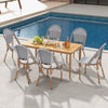 French Bistro chair set with galvanized metal frame and PE rattan, perfect for outdoor patio dining.