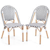 Single French bistro chair showcasing hand-woven PE rattan seat and ergonomic backrest, perfect for outdoor relaxation.