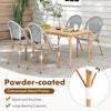 French bistro chair set featuring a galvanized metal frame and breathable PE rattan, ideal for patio and garden use.