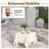 French Bistro chair set of 2 with breathable PE rattan and galvanized metal frame, featuring adjustable foot pads for.