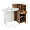 Front view of the Front Reception Office Desk featuring a brown and white design, L-shaped shelf, and lockable drawer.