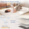 Beige full-size futon mattress with 5-layer design, breathable and soft, ideal for camping or as a sleeping pad.