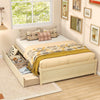 Full Size Wooden Bed Frame with 2 Rolling Storage Drawers-Natural - Gallery View 1 of 8