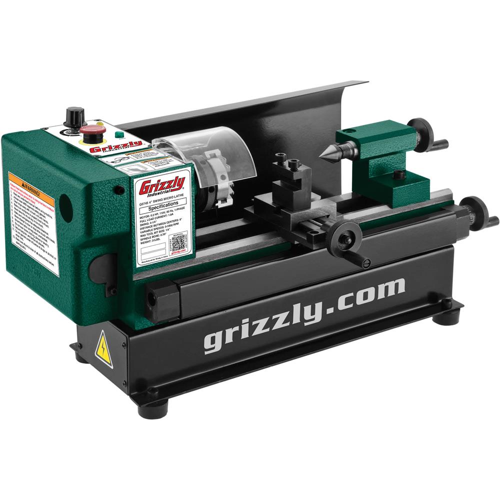 Grizzly G0745 - 4" x 6" Variable-Speed Benchtop Metal Lathe