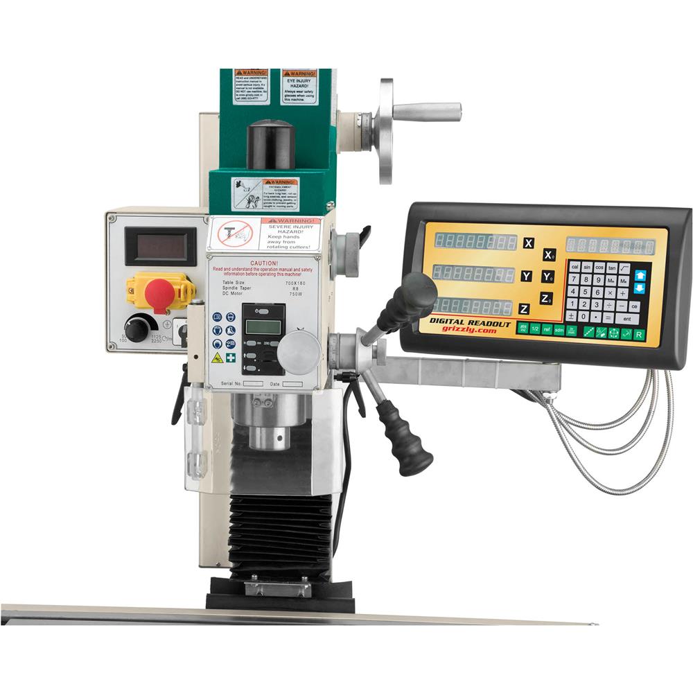 Grizzly G0759 - 7" x 27" 1 HP Mill/Drill w/ Stand & DRO